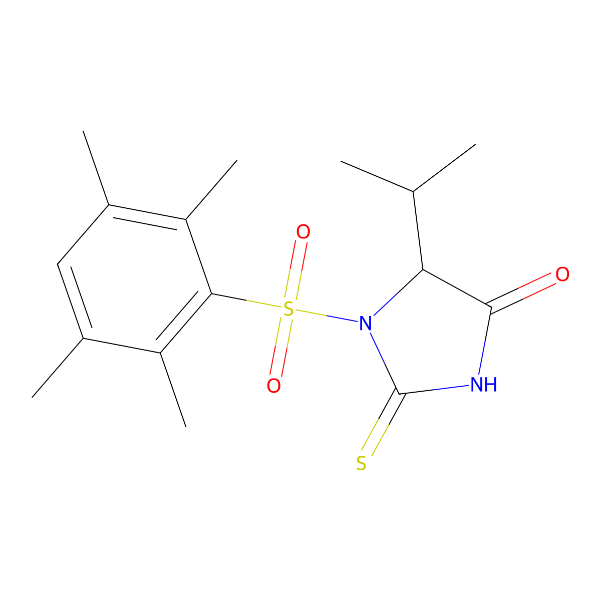 5-Isopropyl-1-((2,3,5,6-tetramethylphenyl)sulfonyl)-2-thioxoimidazolidin-4-one molecular structure, CAS 1009245-59-3