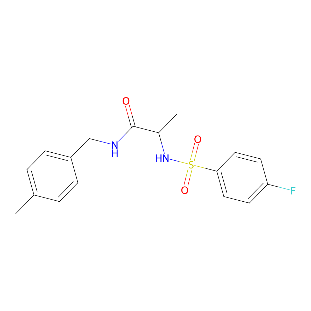 2-[(4-fluorophenyl)sulfonylamino]-N-[(4-methylphenyl)methyl]propanamide molecular structure, CAS 1009245-91-3