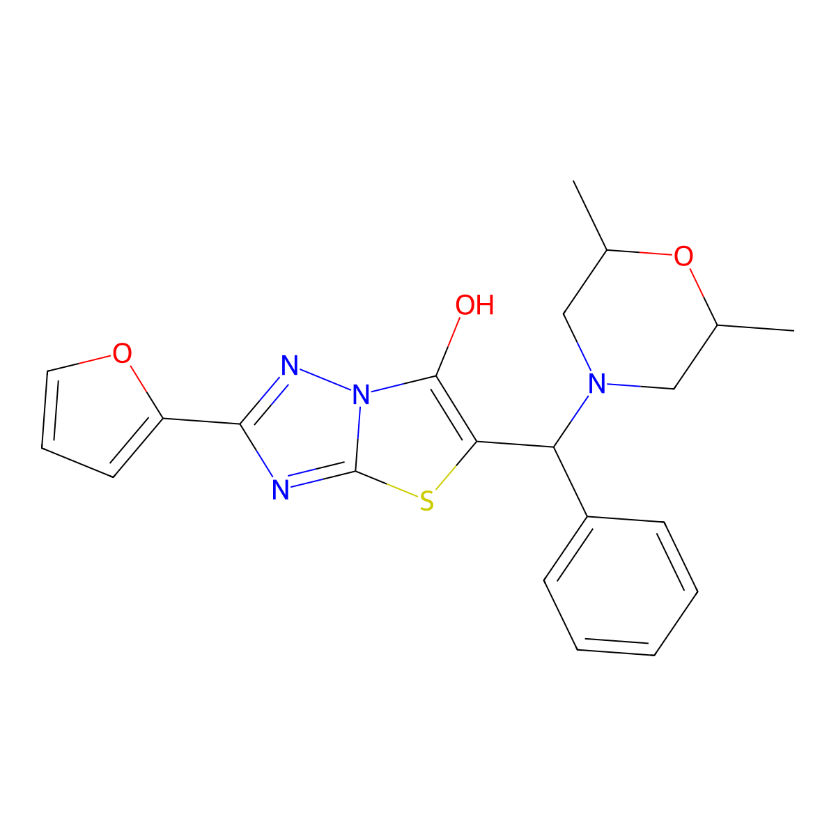 5-((2,6-Dimethylmorpholino)(phenyl)methyl)-2-(furan-2-yl)thiazolo[3,2-b][1,2,4]triazol-6-ol molecular structure, CAS 1009247-24-8