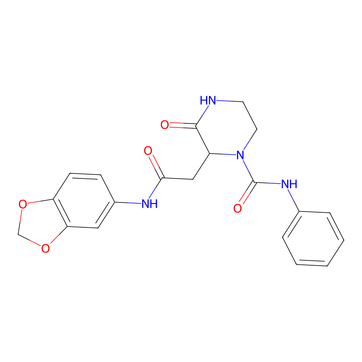 2-[2-(1,3-benzodioxol-5-ylamino)-2-oxoethyl]-3-oxo-N-phenylpiperazine-1-carboxamide molecular structure, CAS 1009247-68-0