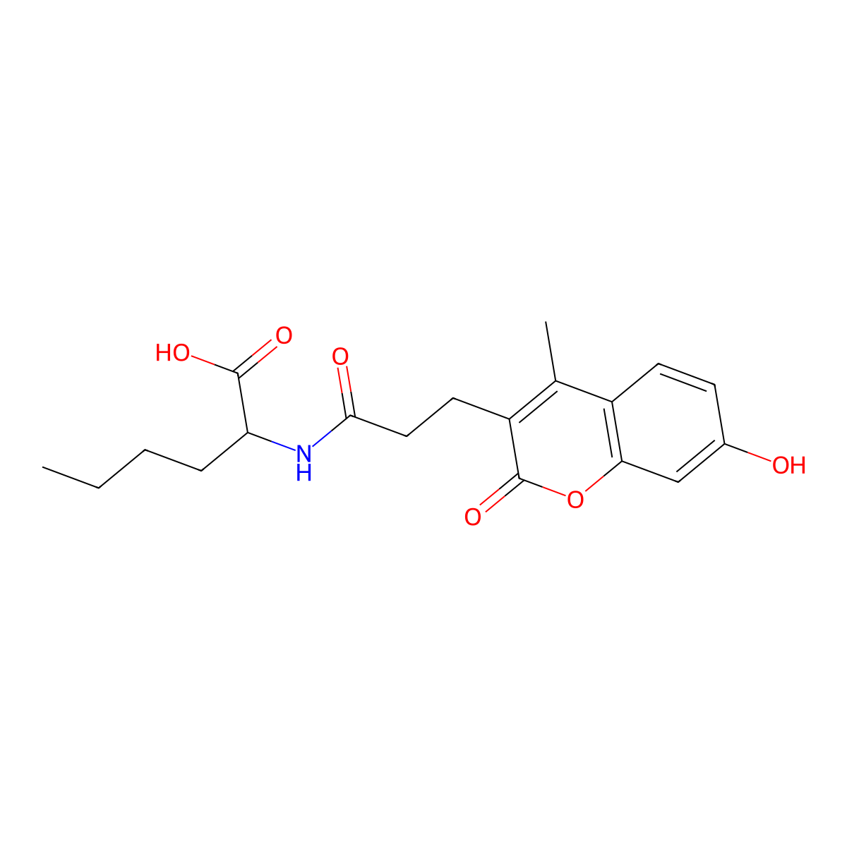 N-[3-(7-hydroxy-4-methyl-2-oxo-2H-chromen-3-yl)propanoyl]norleucine molecular structure, CAS 1009249-29-9