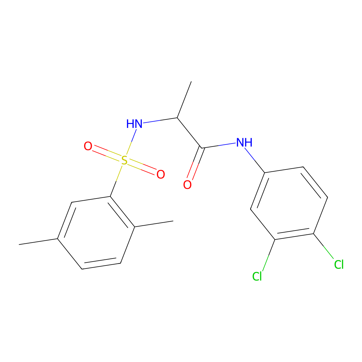 N-(3,4-dichlorophenyl)-2-[(2,5-dimethylphenyl)sulfonylamino]propanamide molecular structure, CAS 1009251-83-5