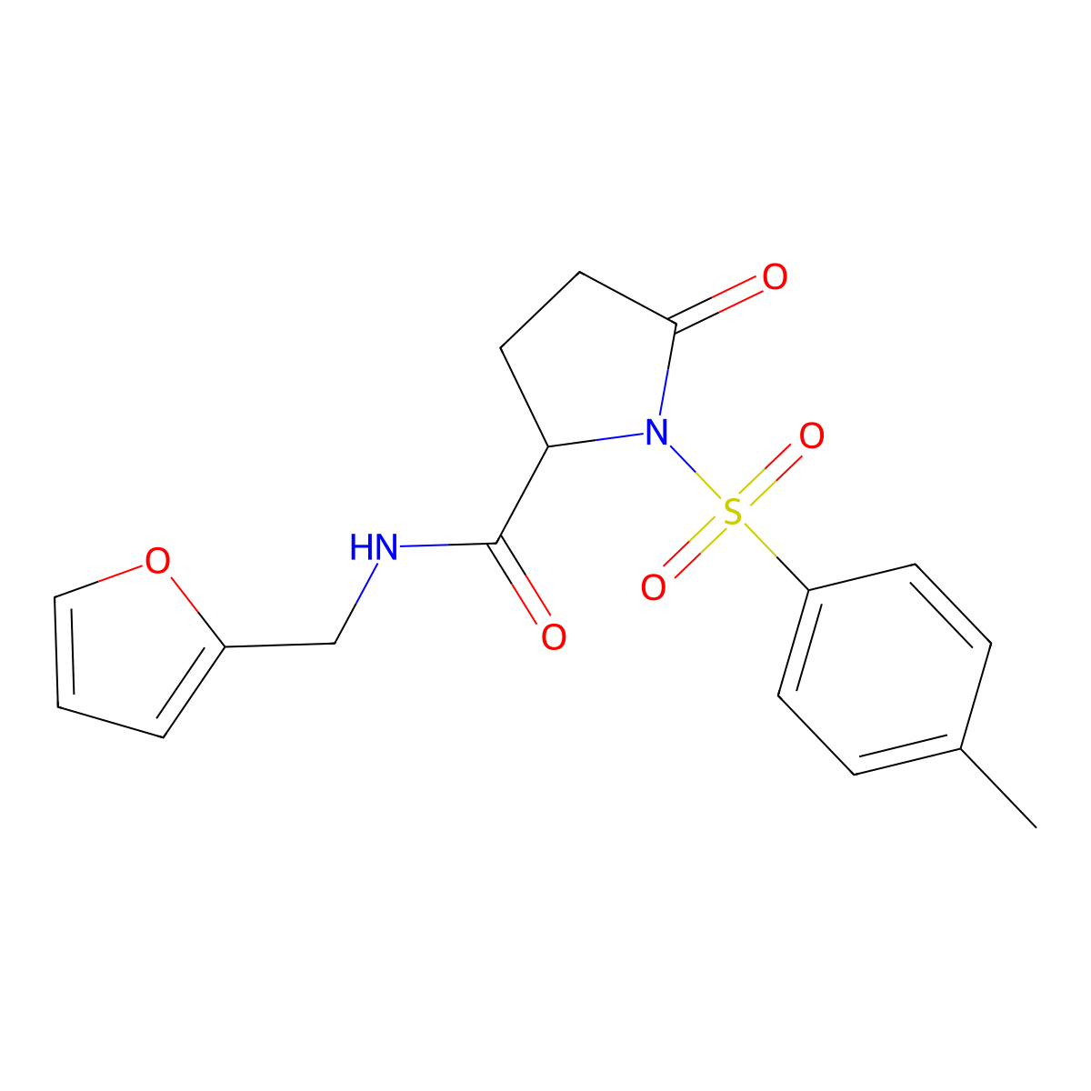N-(furan-2-ylmethyl)-1-(4-methylphenyl)sulfonyl-5-oxopyrrolidine-2-carboxamide molecular structure, CAS 1009251-85-7