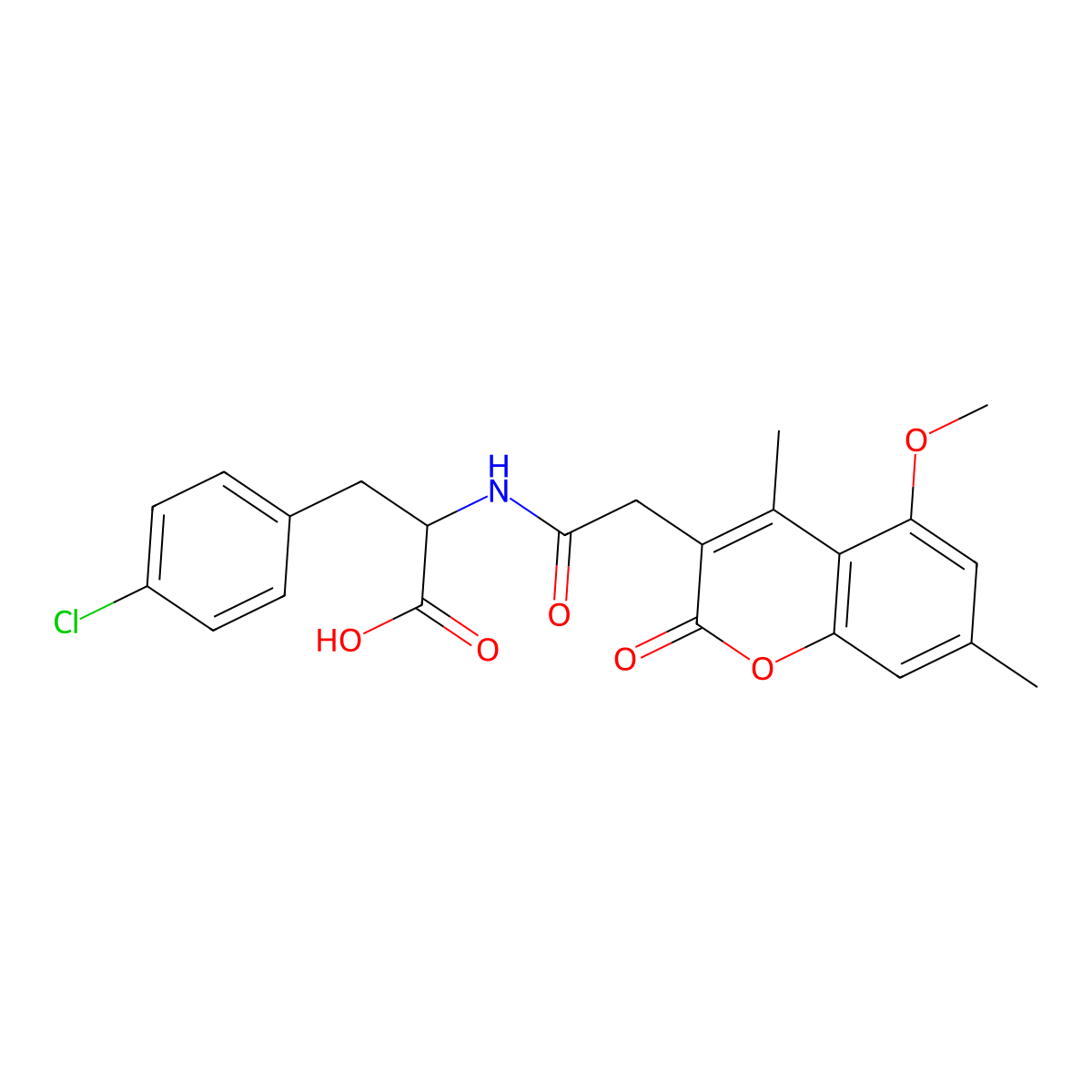 4-chloro-N-[(5-methoxy-4,7-dimethyl-2-oxo-2H-chromen-3-yl)acetyl]phenylalanine molecular structure, CAS 1009251-95-9