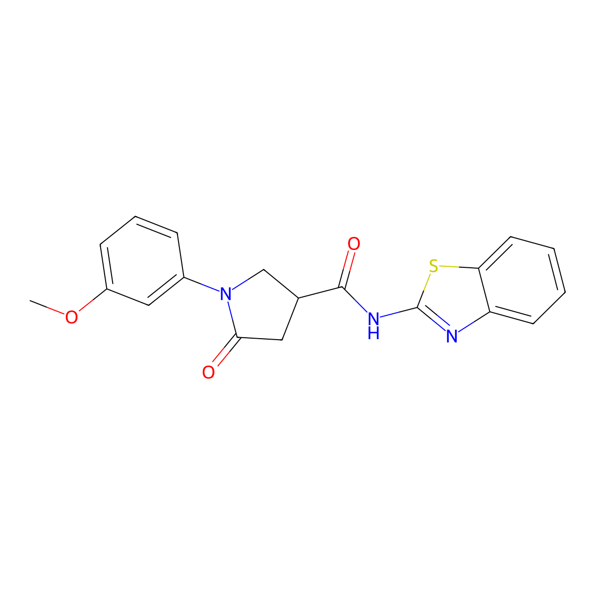 N-(1,3-benzothiazol-2-yl)-1-(3-methoxyphenyl)-5-oxopyrrolidine-3-carboxamide molecular structure, CAS 1009256-61-4