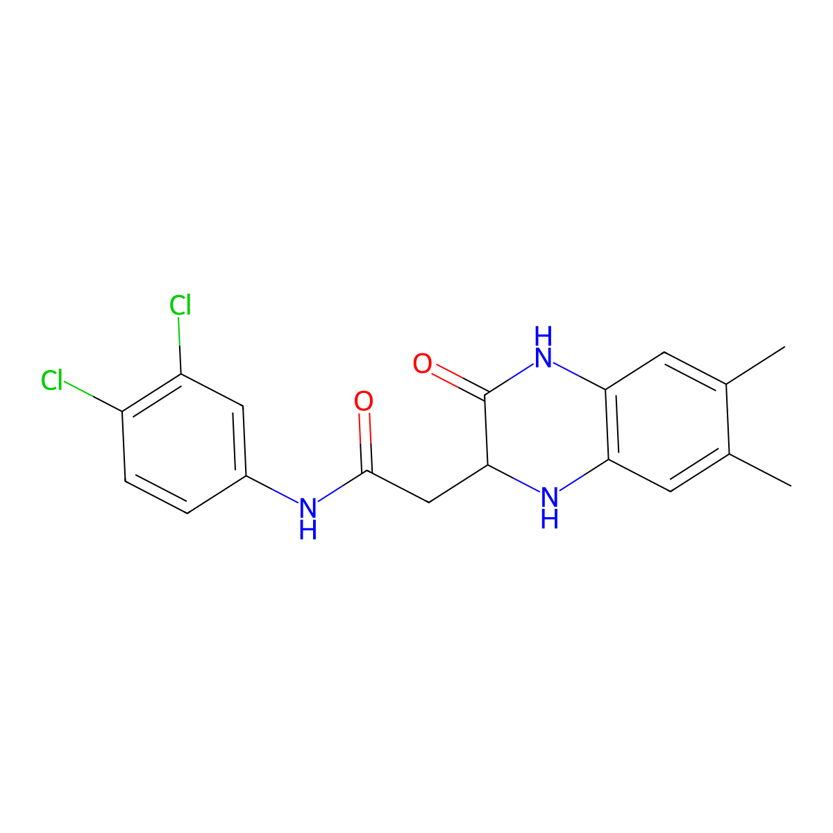 N-(3,4-dichlorophenyl)-2-(6,7-dimethyl-3-oxo-1,2,3,4-tetrahydroquinoxalin-2-yl)acetamide molecular structure, CAS 1009262-32-1