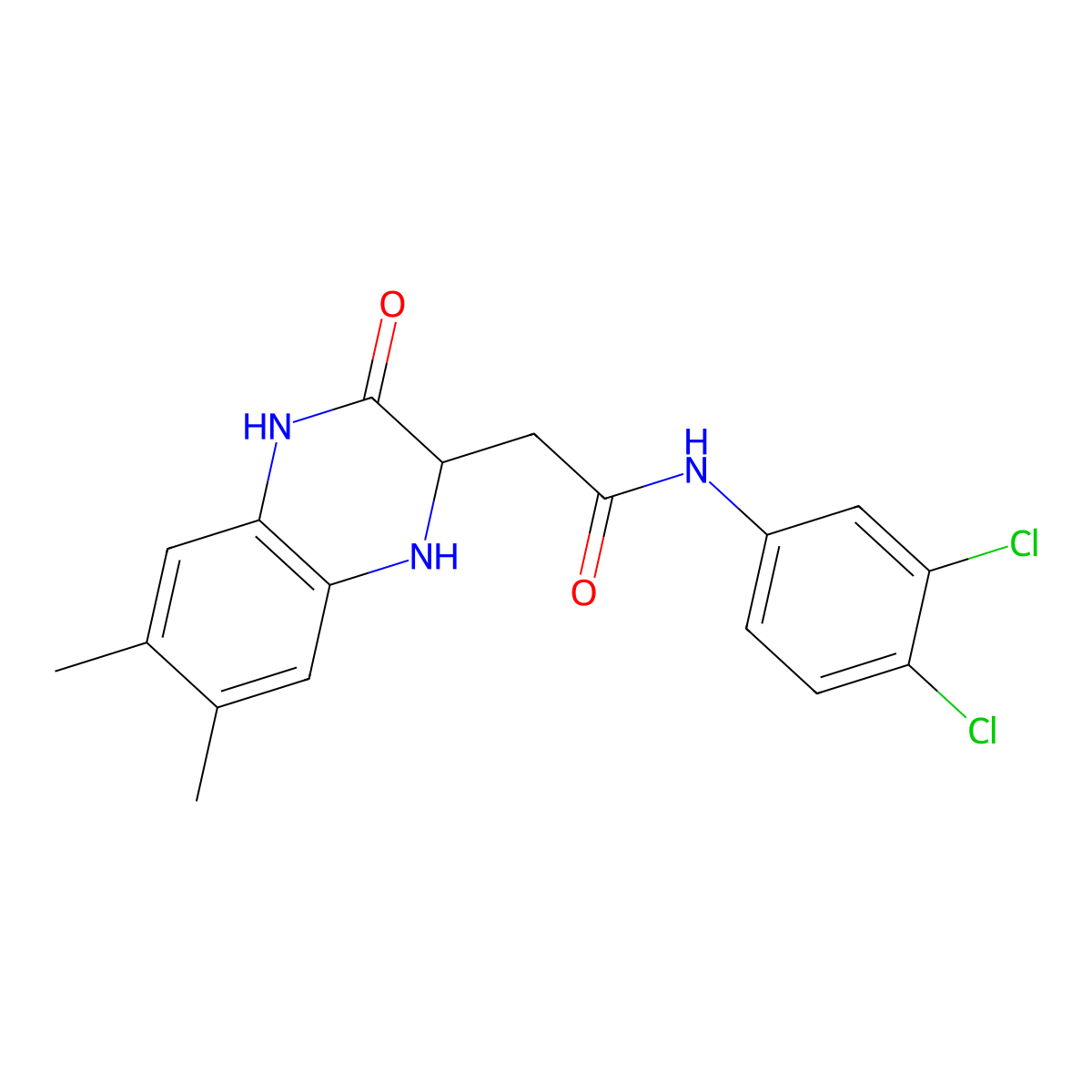 N-(3,4-dichlorophenyl)-2-(6,7-dimethyl-3-oxo-1,2,3,4-tetrahydroquinoxalin-2-yl)acetamide molecular structure, CAS 1009262-32-1