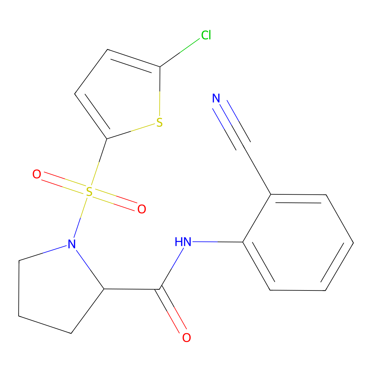 1-((5-chlorothiophen-2-yl)sulfonyl)-N-(2-cyanophenyl)pyrrolidine-2-carboxamide molecular structure, CAS 1009266-57-2
