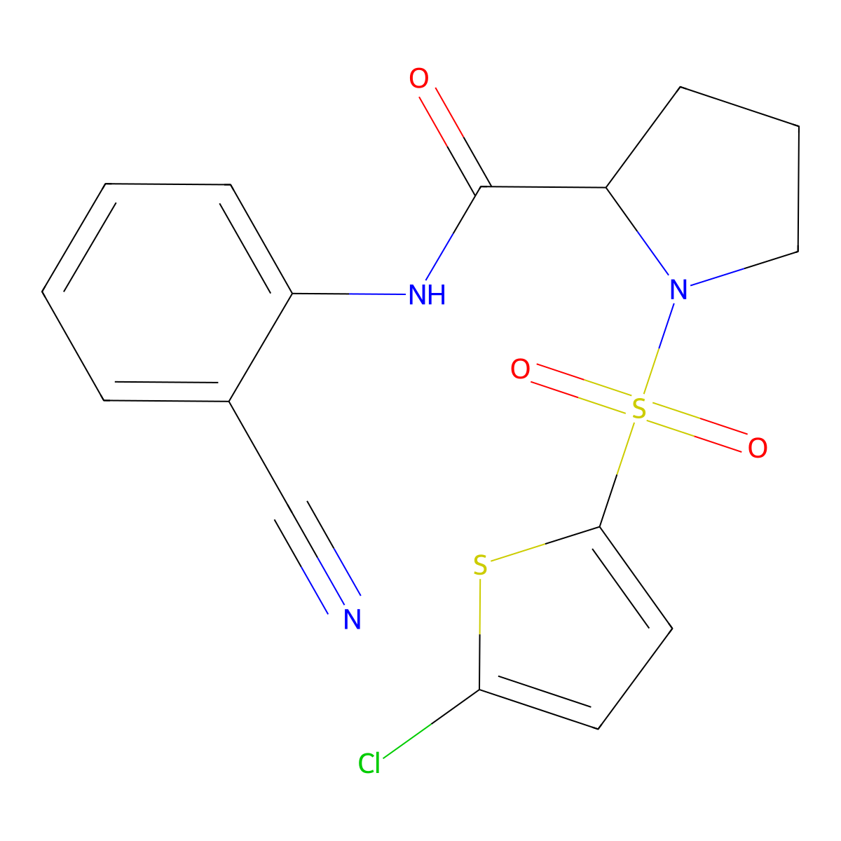 1-((5-chlorothiophen-2-yl)sulfonyl)-N-(2-cyanophenyl)pyrrolidine-2-carboxamide molecular structure, CAS 1009266-57-2