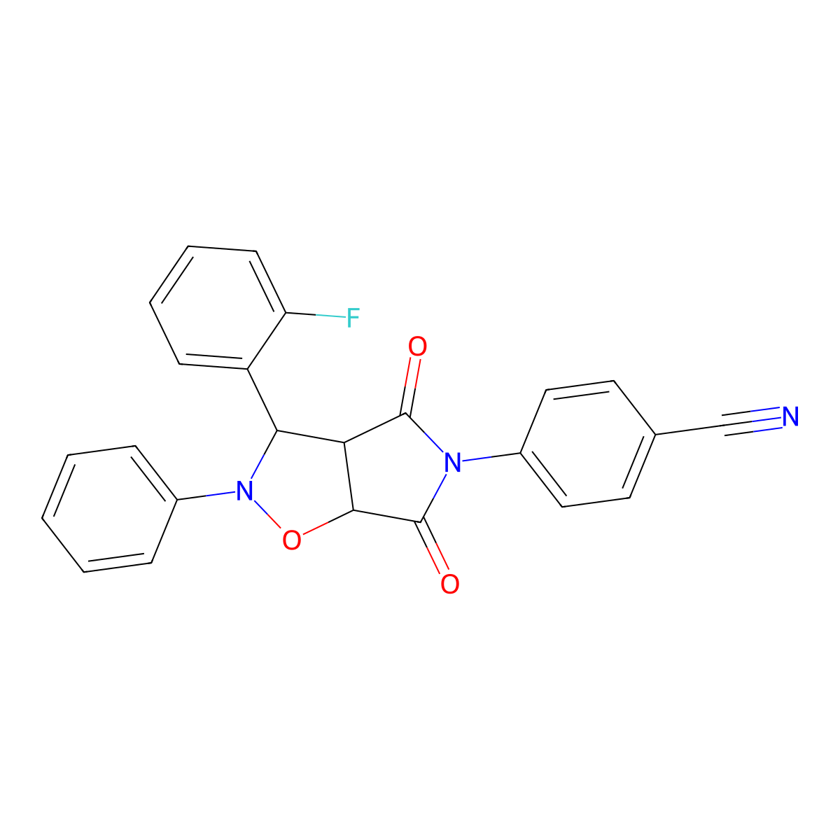 4-[3-(2-fluorophenyl)-4,6-dioxo-2-phenylhexahydro-5H-pyrrolo[3,4-d][1,2]oxazol-5-yl]benzonitrile molecular structure, CAS 1009268-44-3