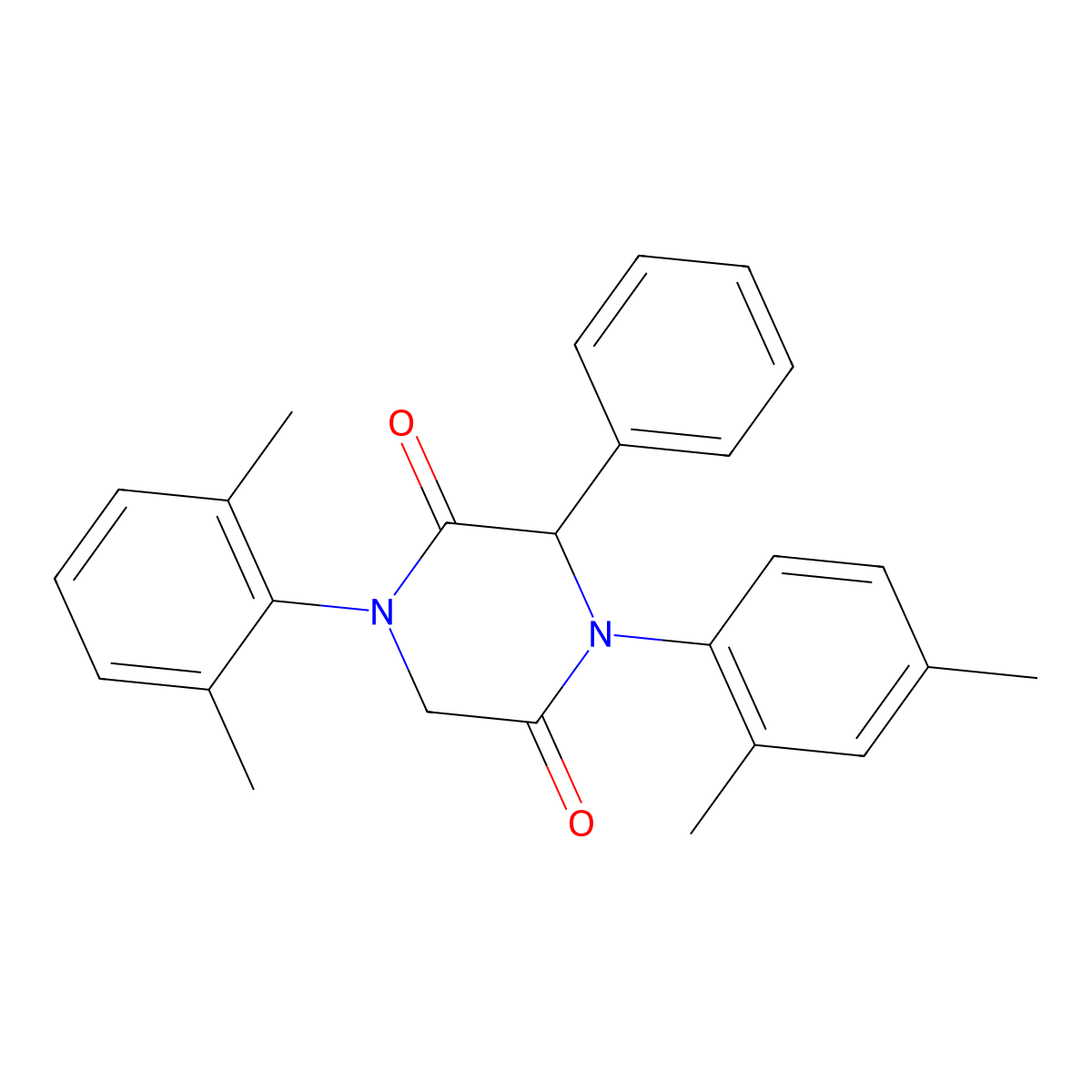 4-(2,4-Dimethylphenyl)-1-(2,6-dimethylphenyl)-3-phenylpiperazine-2,5-dione molecular structure, CAS 1009268-60-3