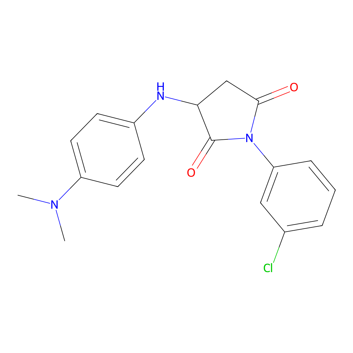 1-(3-Chlorophenyl)-3-((4-(dimethylamino)phenyl)amino)pyrrolidine-2,5-dione molecular structure, CAS 1009268-62-5