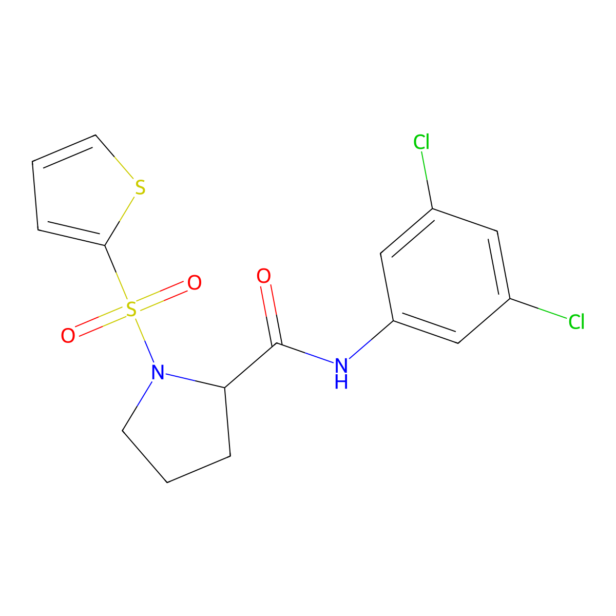 N-(3,5-dichlorophenyl)-1-(thiophen-2-ylsulfonyl)pyrrolidine-2-carboxamide molecular structure, CAS 1009269-25-3