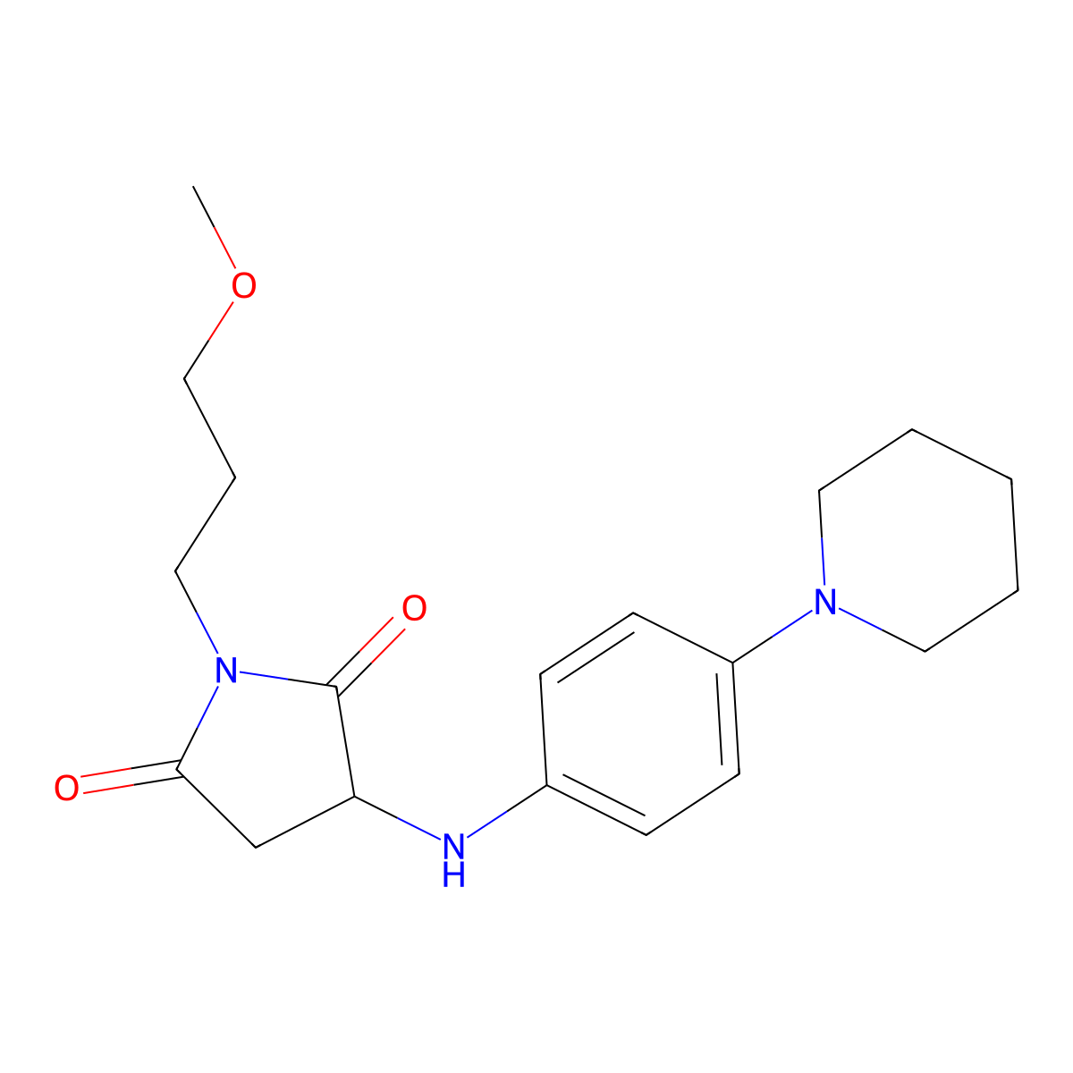1-(3-Methoxypropyl)-3-((4-(piperidin-1-yl)phenyl)amino)pyrrolidine-2,5-dione molecular structure, CAS 1009270-29-4