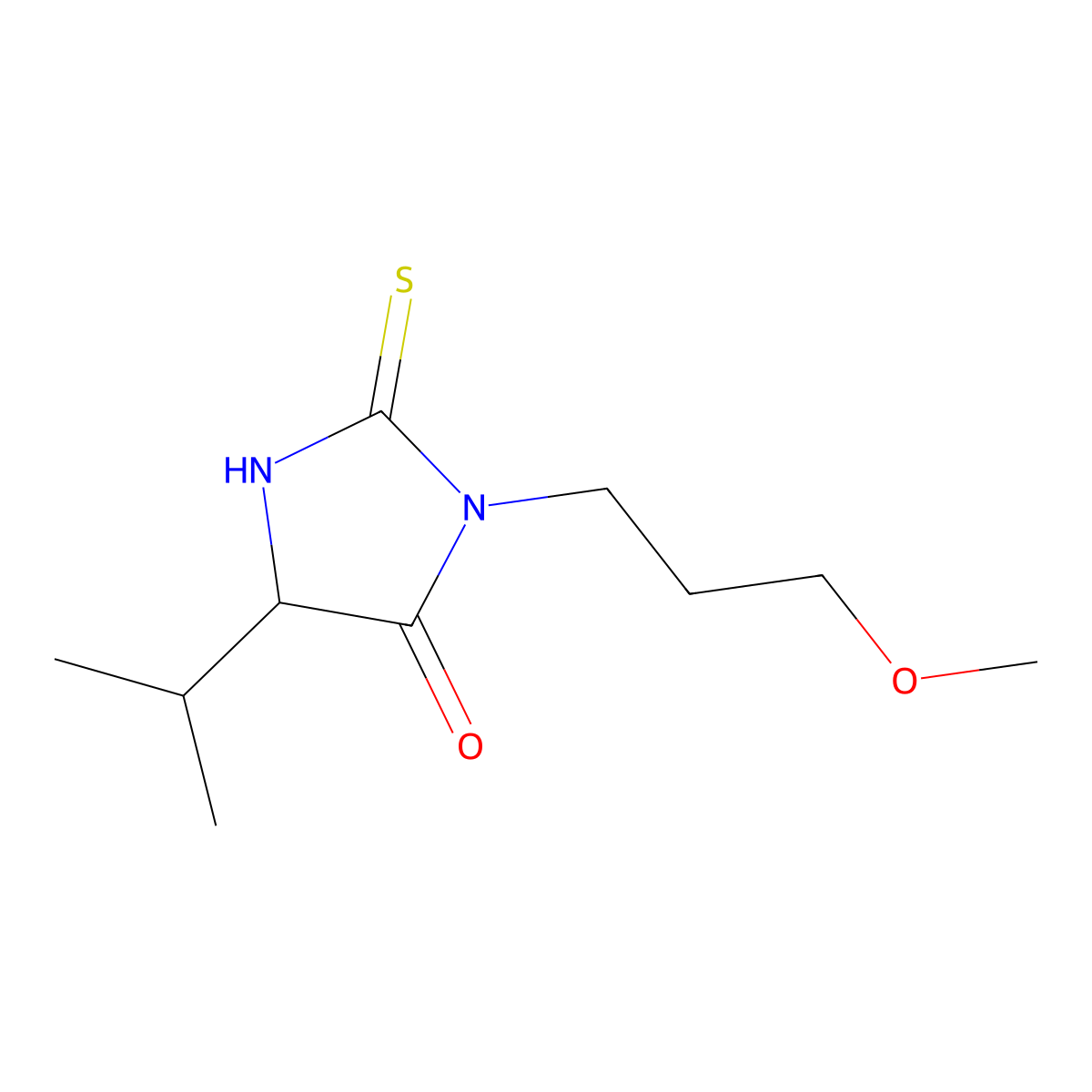 3-(3-Methoxypropyl)-5-(propan-2-yl)-2-sulfanylideneimidazolidin-4-one molecular structure, CAS 1009273-57-7