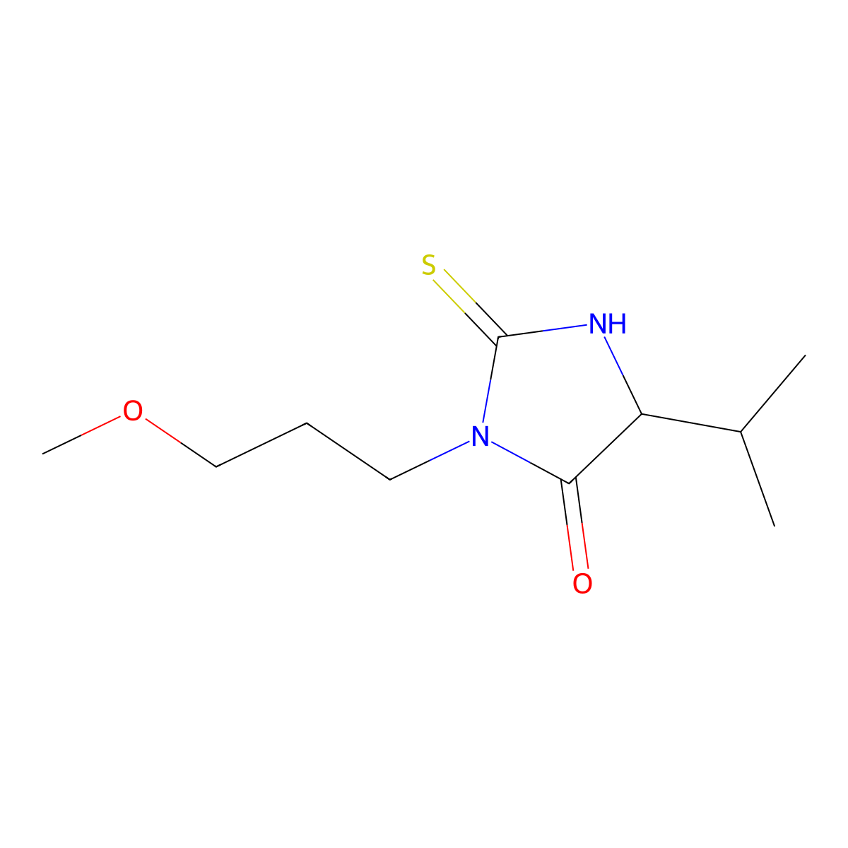 3-(3-Methoxypropyl)-5-(propan-2-yl)-2-sulfanylideneimidazolidin-4-one molecular structure, CAS 1009273-57-7
