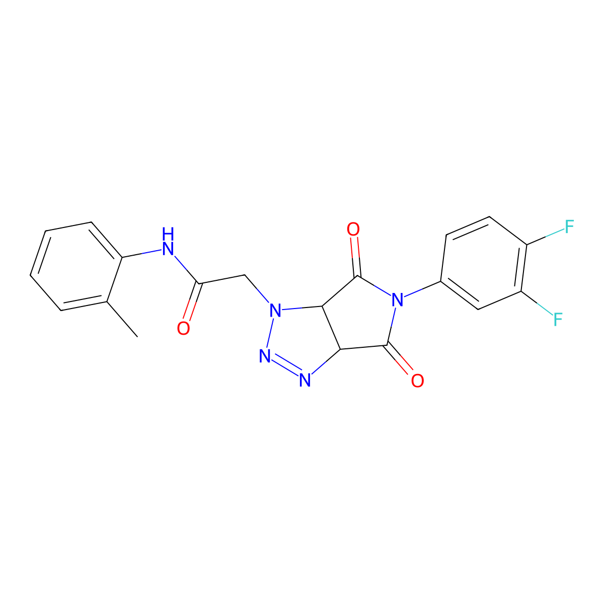 2-[5-(3,4-difluorophenyl)-4,6-dioxo-4,5,6,6a-tetrahydropyrrolo[3,4-d][1,2,3]triazol-1(3aH)-yl]-N-(2-methylphenyl)acetamide molecular structure, CAS 1009274-48-9