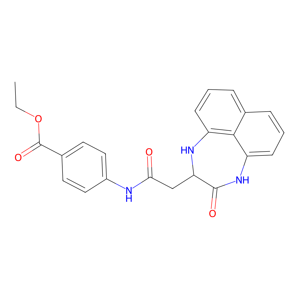 Ethyl 4-{[(3-oxo-1,2,3,4-tetrahydronaphtho[1,8-ef][1,4]diazepin-2-yl)acetyl]amino}benzoate molecular structure, CAS 1009278-41-4