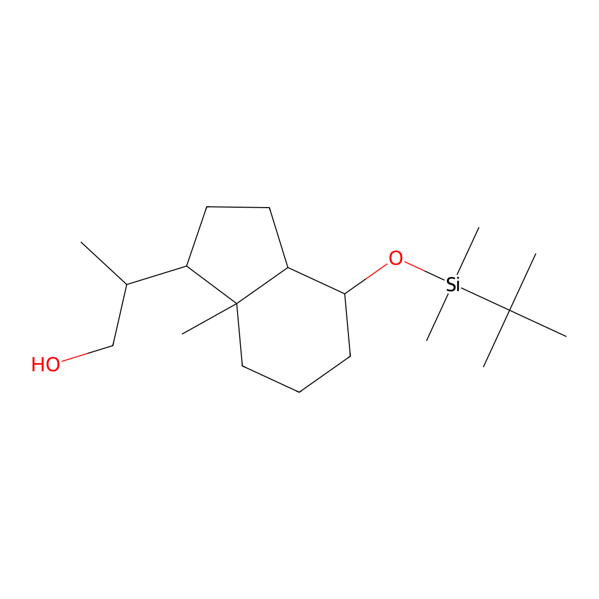 (S)-2-((1R,3aR,4S,7aR)-4-((tert-butyldimethylsilyl)oxy)-7a-methyloctahydro-1H-inden-1-yl)propan-1-ol molecular structure, CAS 100928-03-8