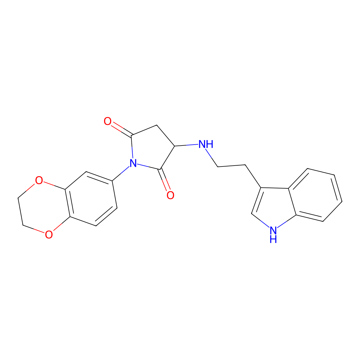 1-(2,3-dihydro-1,4-benzodioxin-6-yl)-3-{[2-(1H-indol-3-yl)ethyl]amino}pyrrolidine-2,5-dione molecular structure, CAS 1009283-41-3