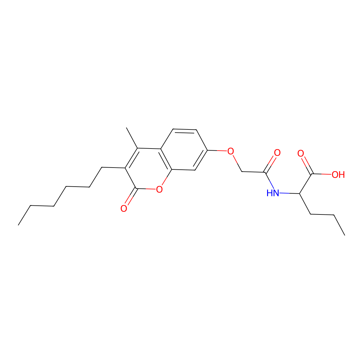 N-{[(3-hexyl-4-methyl-2-oxo-2H-chromen-7-yl)oxy]acetyl}norvaline molecular structure, CAS 1009286-12-7