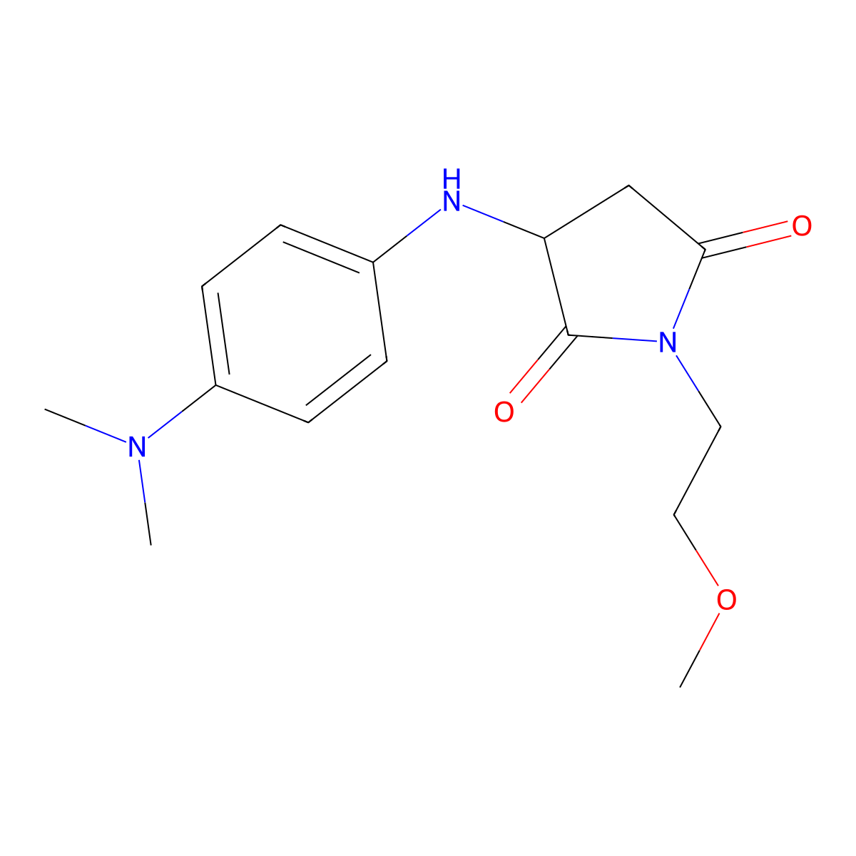 3-((4-(Dimethylamino)phenyl)amino)-1-(2-methoxyethyl)pyrrolidine-2,5-dione molecular structure, CAS 1009289-71-7