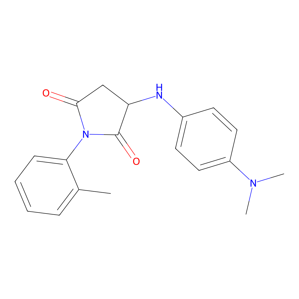 3-((4-(Dimethylamino)phenyl)amino)-1-(o-tolyl)pyrrolidine-2,5-dione molecular structure, CAS 1009289-72-8