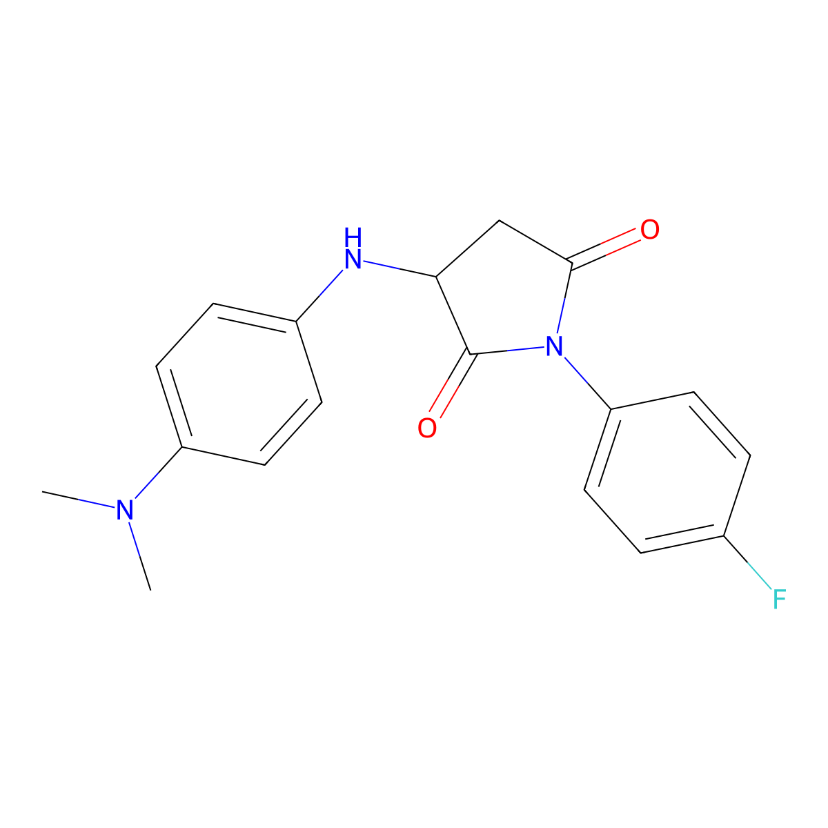 3-((4-(Dimethylamino)phenyl)amino)-1-(4-fluorophenyl)pyrrolidine-2,5-dione molecular structure, CAS 1009289-74-0