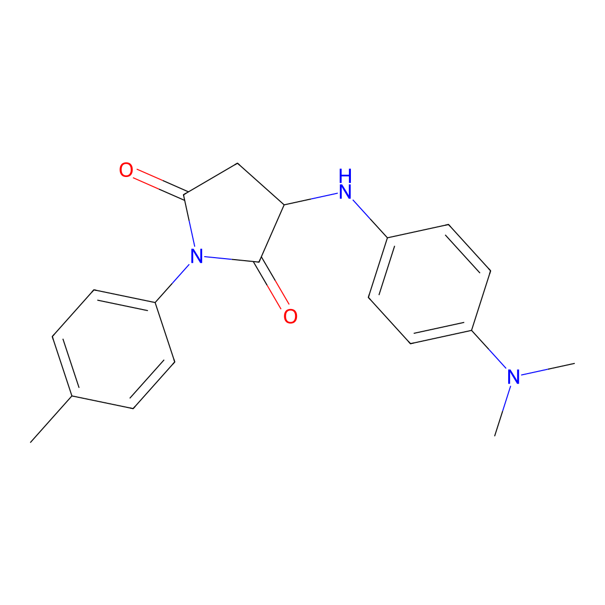 3-((4-(Dimethylamino)phenyl)amino)-1-(p-tolyl)pyrrolidine-2,5-dione molecular structure, CAS 1009289-75-1