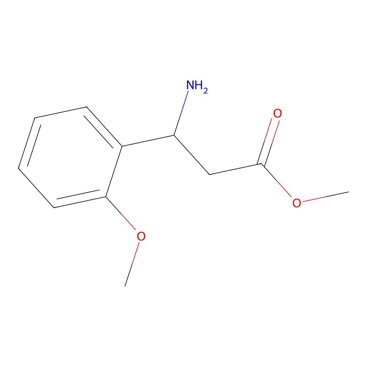 Methyl 3-amino-3-(2-methoxyphenyl)propanoate molecular structure, CAS 1009289-77-3