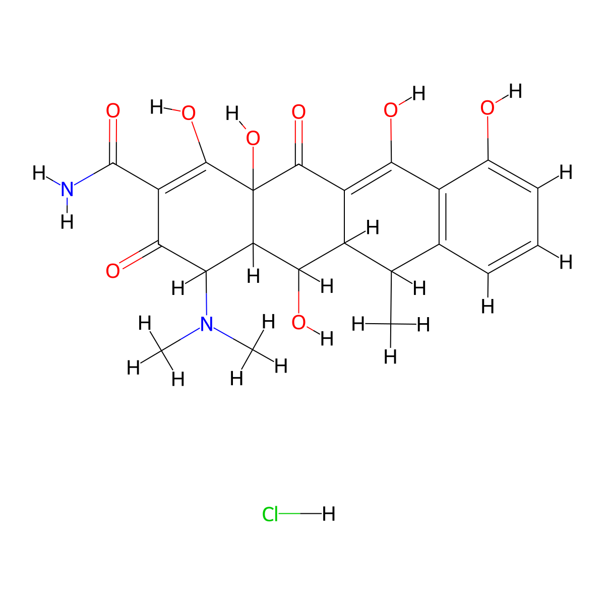Doxycyclinehydrochloride molecular structure, CAS 100929-47-3