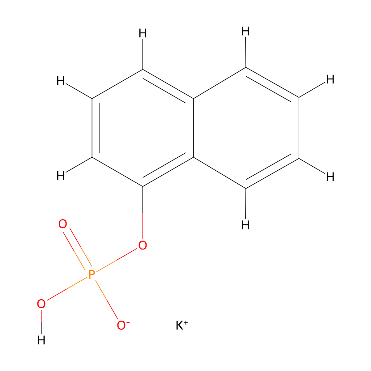 Potassium naphthalen-1-yl hydrogen phosphate molecular structure, CAS 100929-85-9