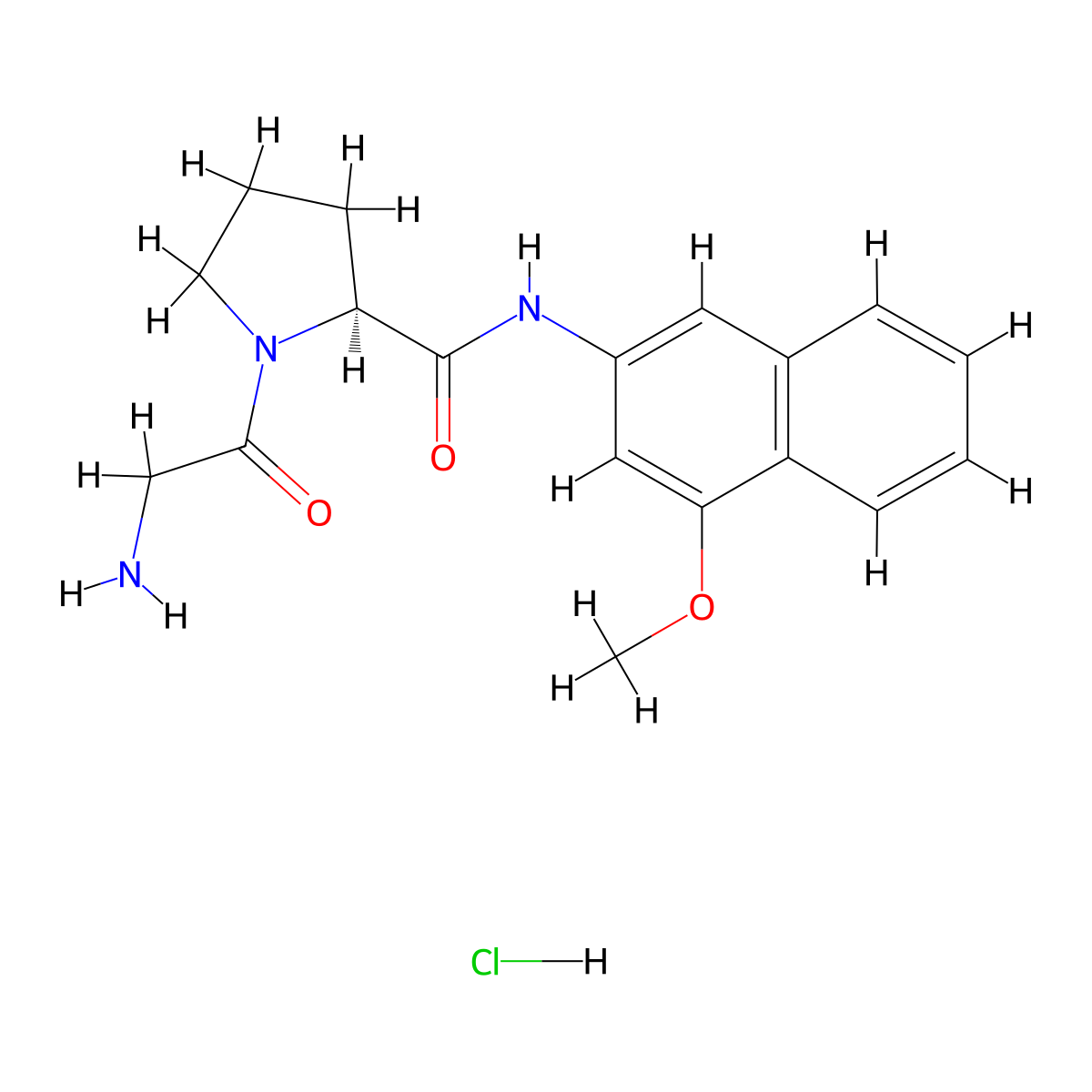 (2S)-1-(2-aminoacetyl)-N-(4-methoxy-2-naphthyl)pyrrolidine-2-carboxamide;hydrochloride molecular structure, CAS 100929-90-6