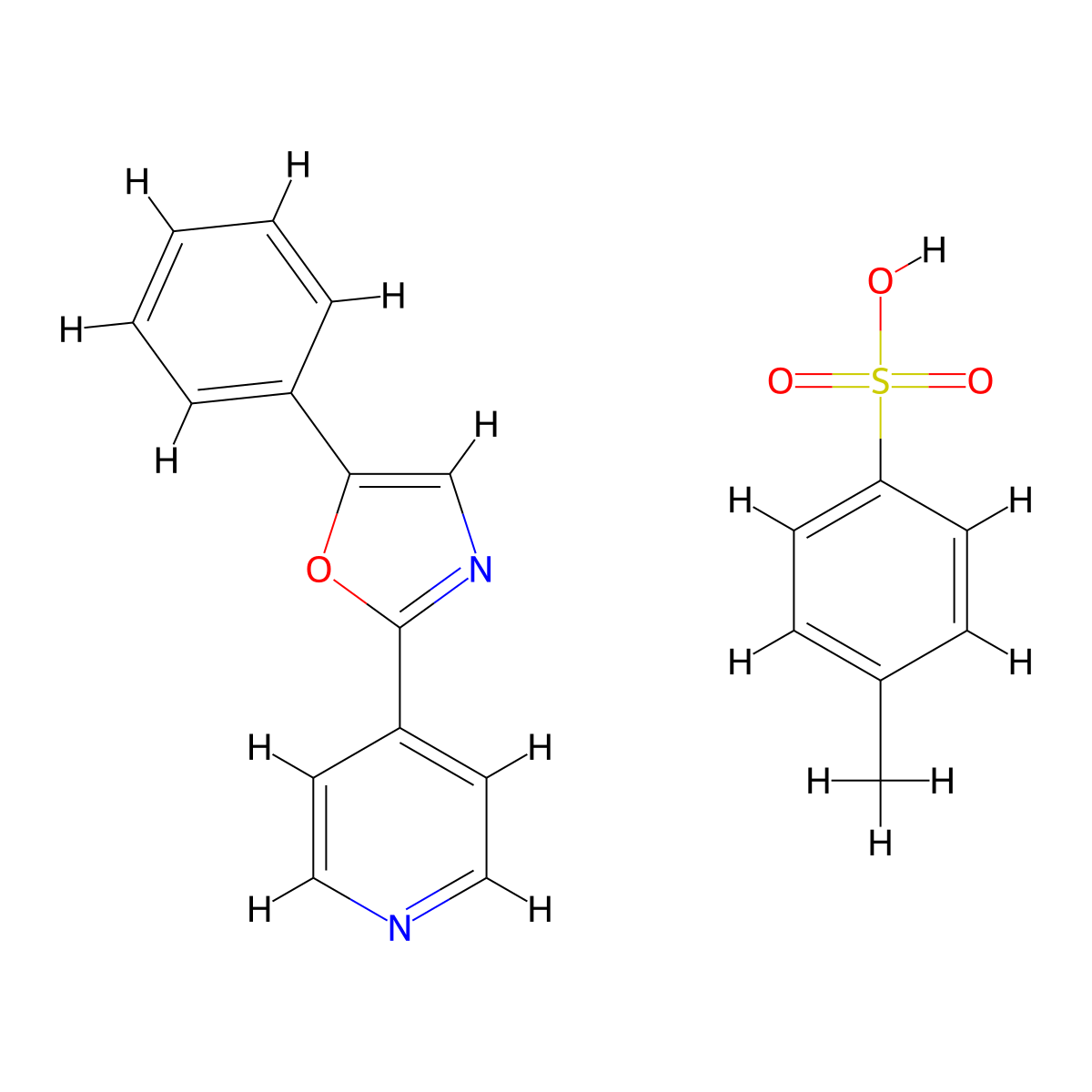 5-Phenyl-2-(4-pyridyl)-1,3-oxazole, 4-methylbenzenesulfonic acid molecular structure, CAS 100929-93-9