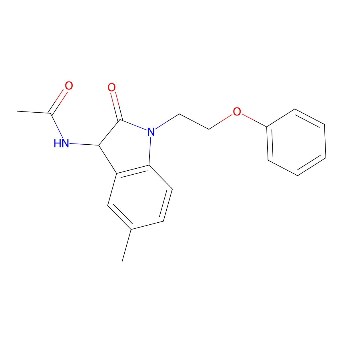 N-[5-methyl-2-oxo-1-(2-phenoxyethyl)-2,3-dihydro-1H-indol-3-yl]acetamide molecular structure, CAS 1009292-04-9