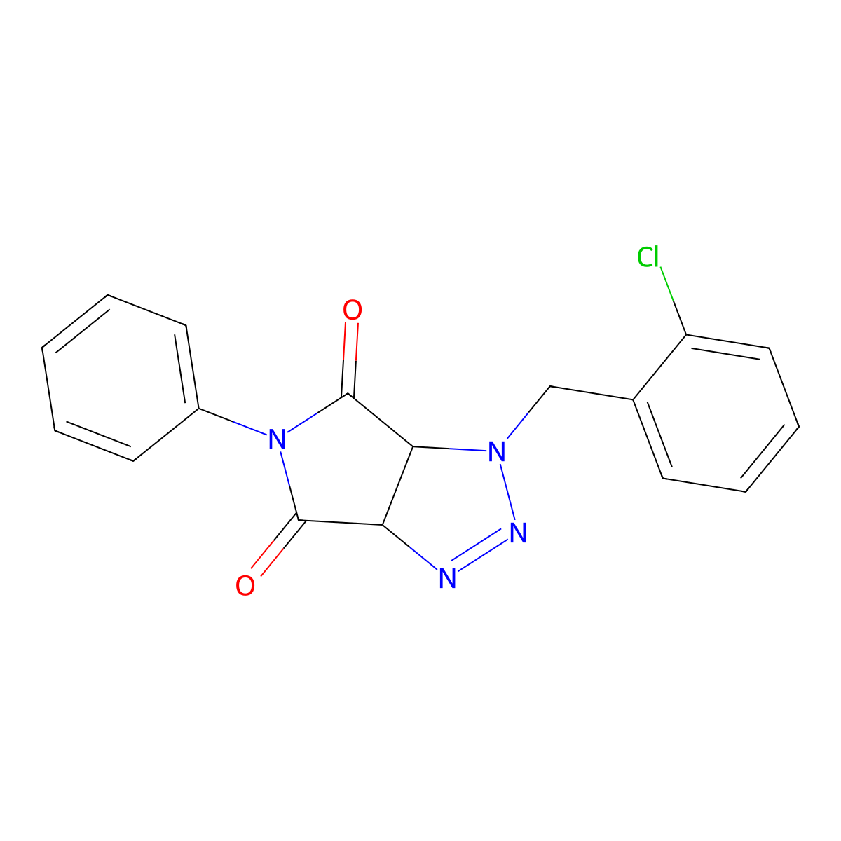 1-(2-chlorobenzyl)-5-phenyl-3a,6a-dihydropyrrolo[3,4-d][1,2,3]triazole-4,6(1H,5H)-dione molecular structure, CAS 1009295-33-3