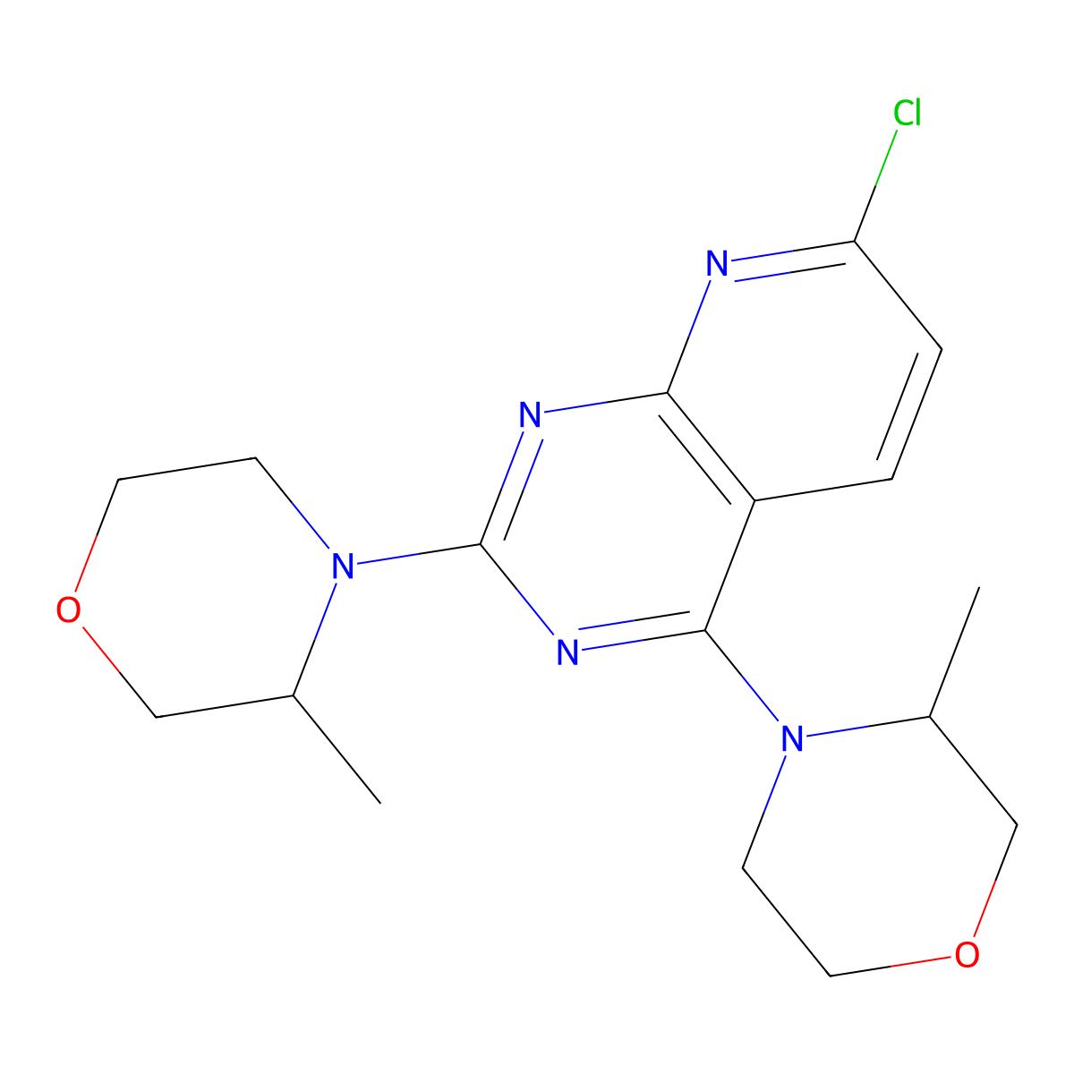 (3S,3'S)-4,4'-(7-Chloropyrido[2,3-d]pyrimidine-2,4-diyl)bis(3-methylmorpholine) molecular structure, CAS 1009303-44-9