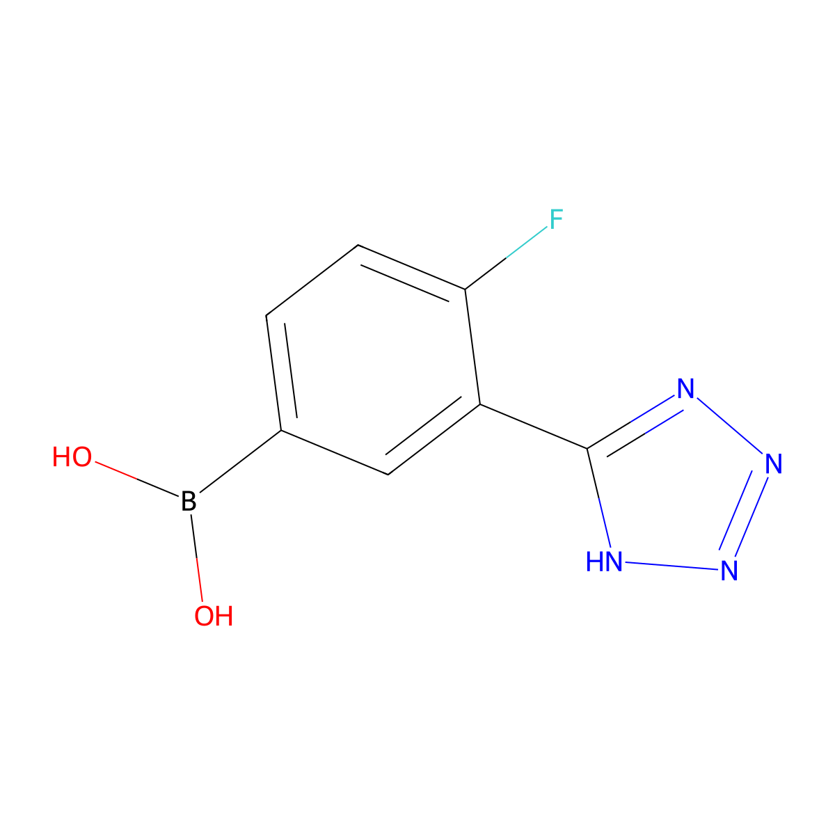4-Fluoro-3-(tetrazol-5-yl)phenylboronic acid molecular structure, CAS 1009303-56-3