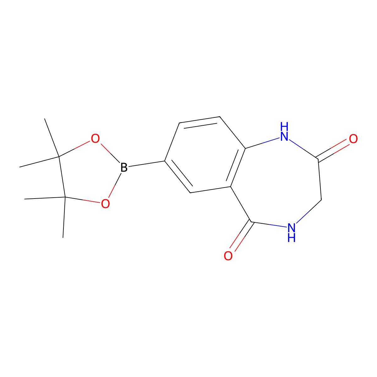 7-(4,4,5,5-tetramethyl-1,3,2-dioxaborolan-2-yl)-2,3,4,5-tetrahydro-1H-1,4-benzodiazepine-2,5-dione molecular structure, CAS 1009303-61-0