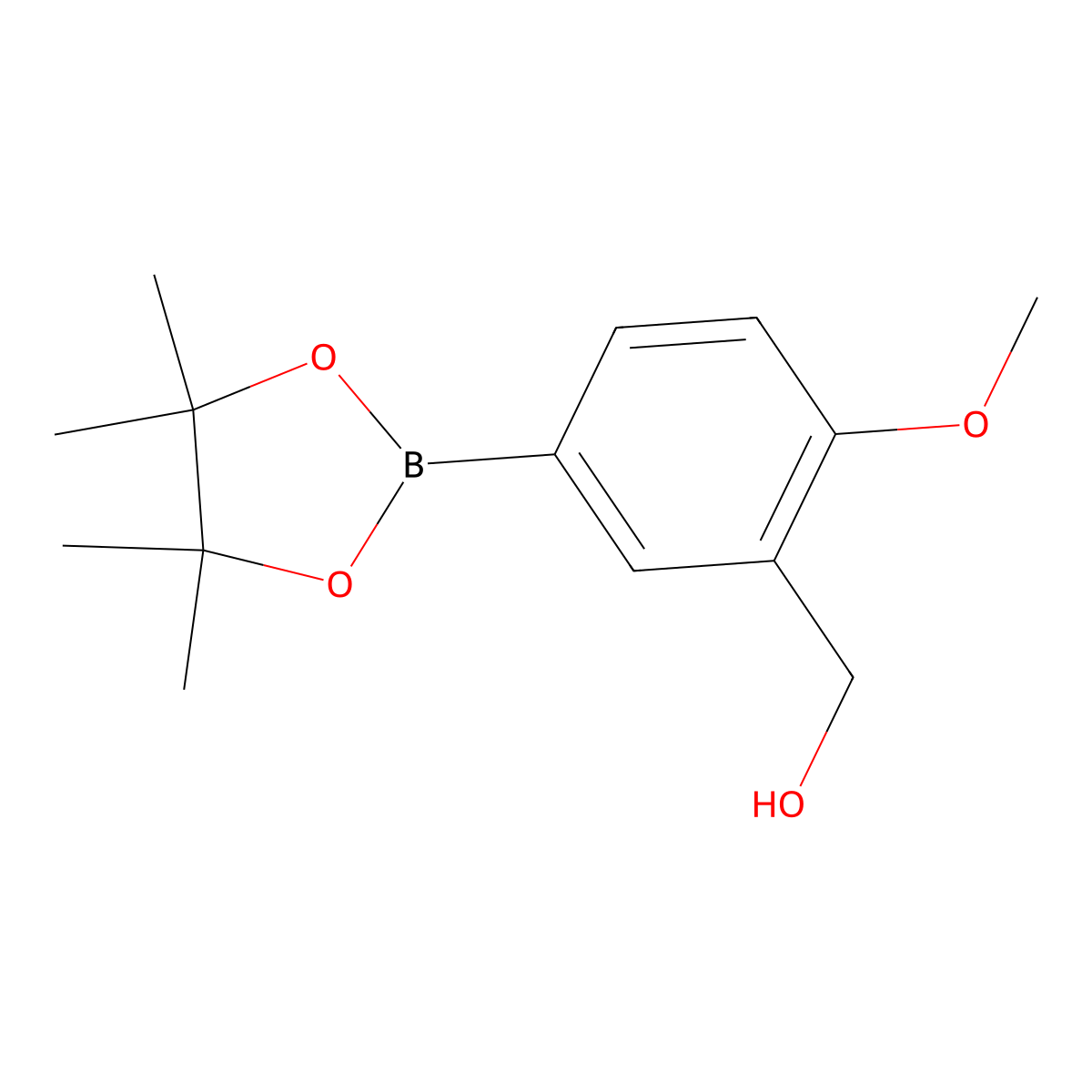 2-Methoxy-5-(4,4,5,5-tetramethyl-1,3,2-dioxaborolan-2-yl)benzenemethanol molecular structure, CAS 1009303-77-8