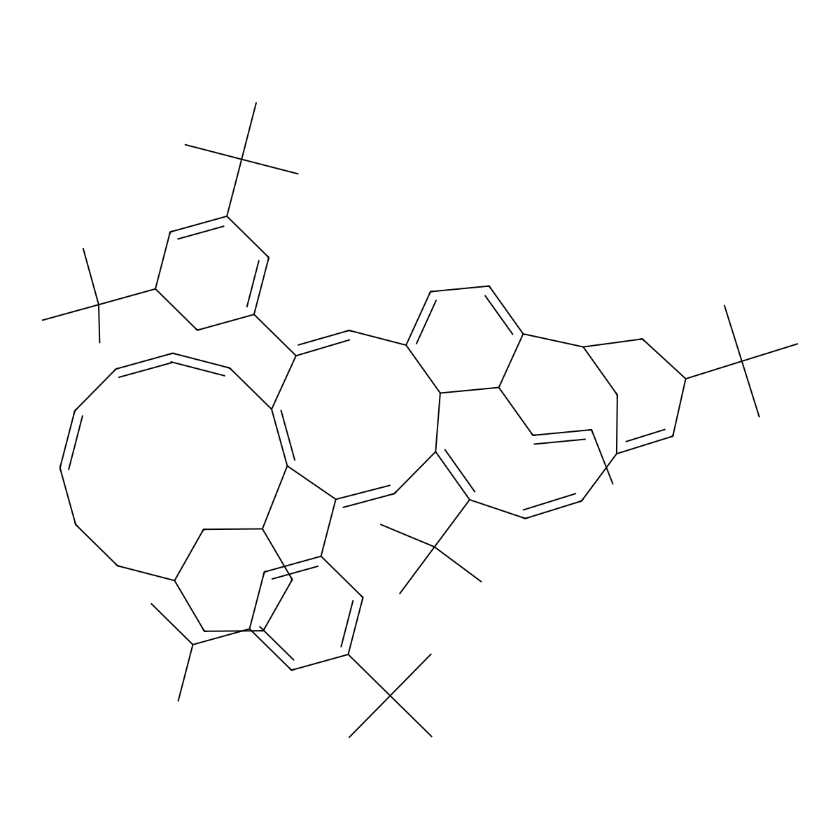 26,31-Ditert-butyl-3-(3-tert-butyl-5-propan-2-ylphenyl)-18-(3,5-ditert-butylcyclohexa-1,3-dien-1-yl)-33-prop-1-enylhexacyclo[21.8.2.15,9.124,28.04,17.020,32]pentatriaconta-1(31),2,4(17),12,14,15,18,20,22,27,29-undecaene molecular structure, CAS 1009304-73-7