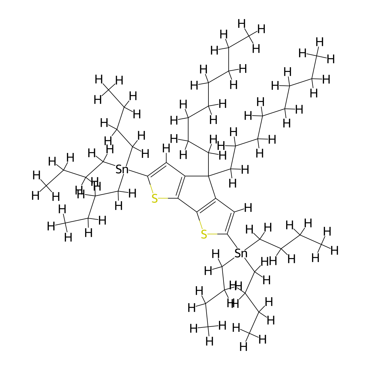 (4,4-Dioctyl-4H-cyclopenta[2,1-B:3,4-B']dithiophene-2,6-diyl)bis(tributylstannane) molecular structure, CAS 1009305-80-9