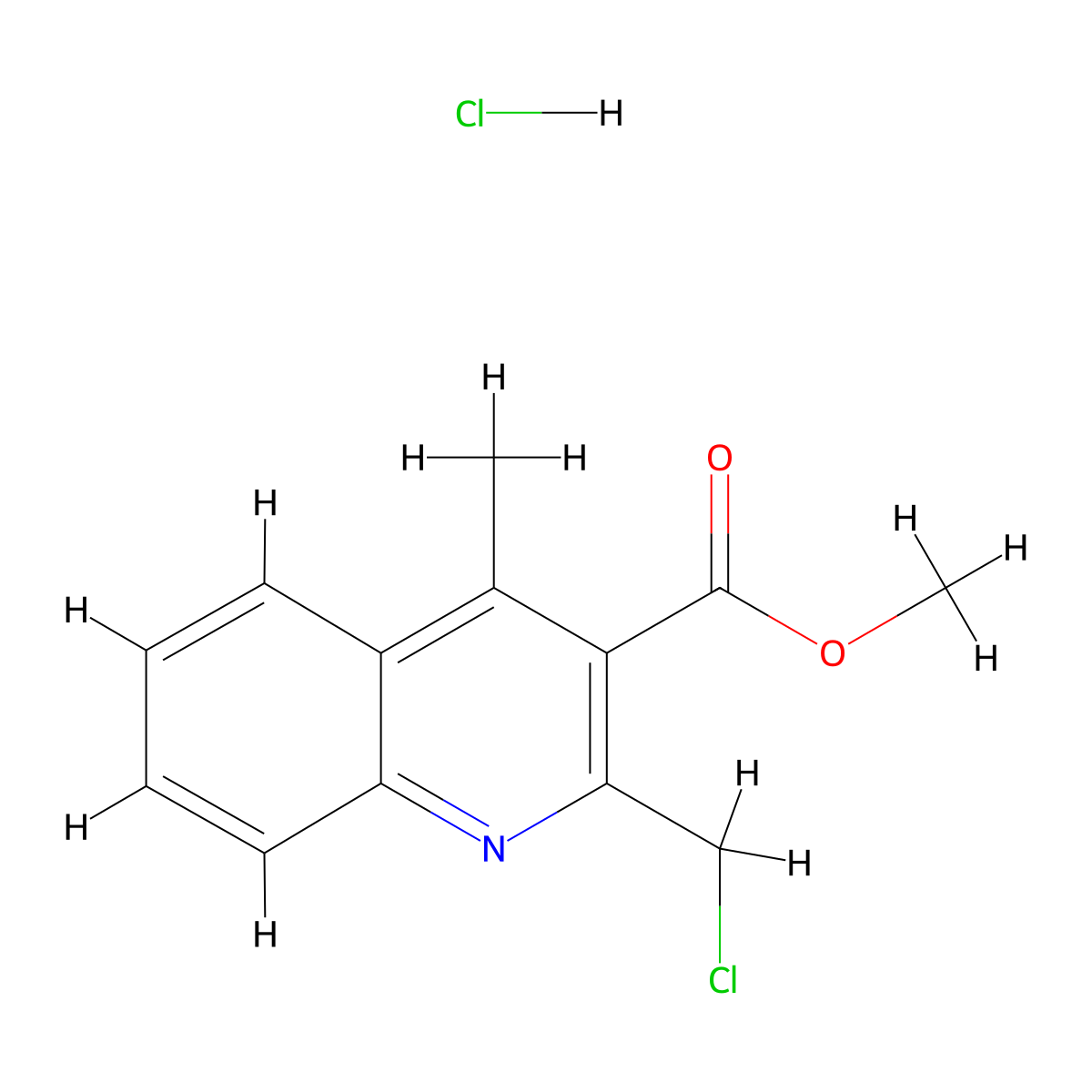 Methyl 2-(chloromethyl)-4-methylquinoline-3-carboxylate hydrochloride molecular structure, CAS 1009306-53-9