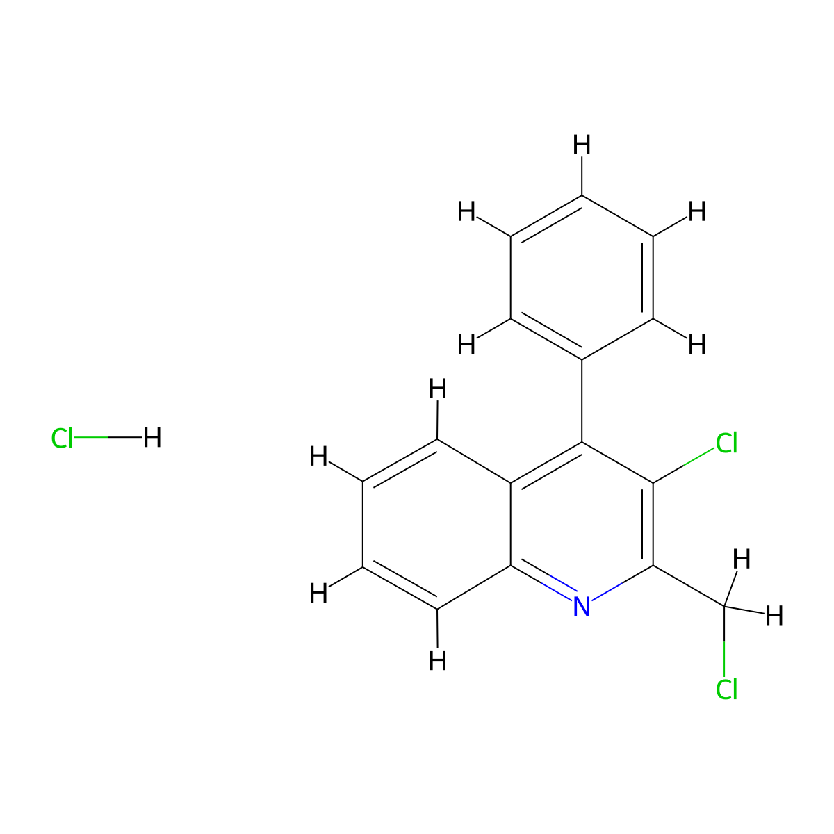 3-Chloro-2-(chloromethyl)-4-phenylquinoline hydrochloride molecular structure, CAS 1009306-56-2