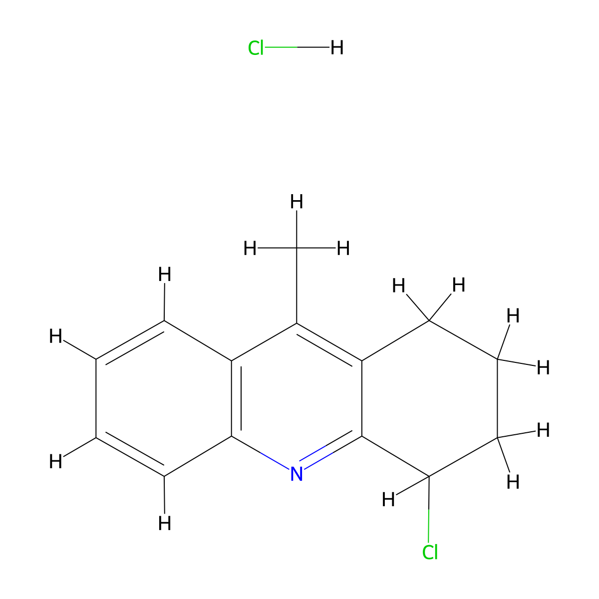 4-Chloro-9-methyl-1,2,3,4-tetrahydroacridine hydrochloride molecular structure, CAS 1009306-59-5