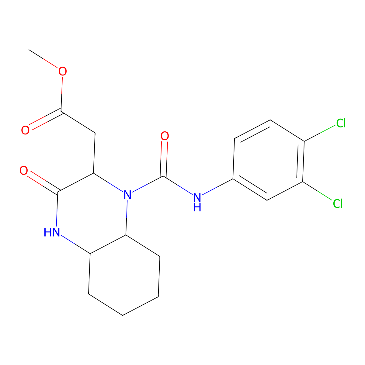 Methyl {1-[(3,4-dichlorophenyl)carbamoyl]-3-oxodecahydroquinoxalin-2-yl}acetate molecular structure, CAS 1009312-01-9