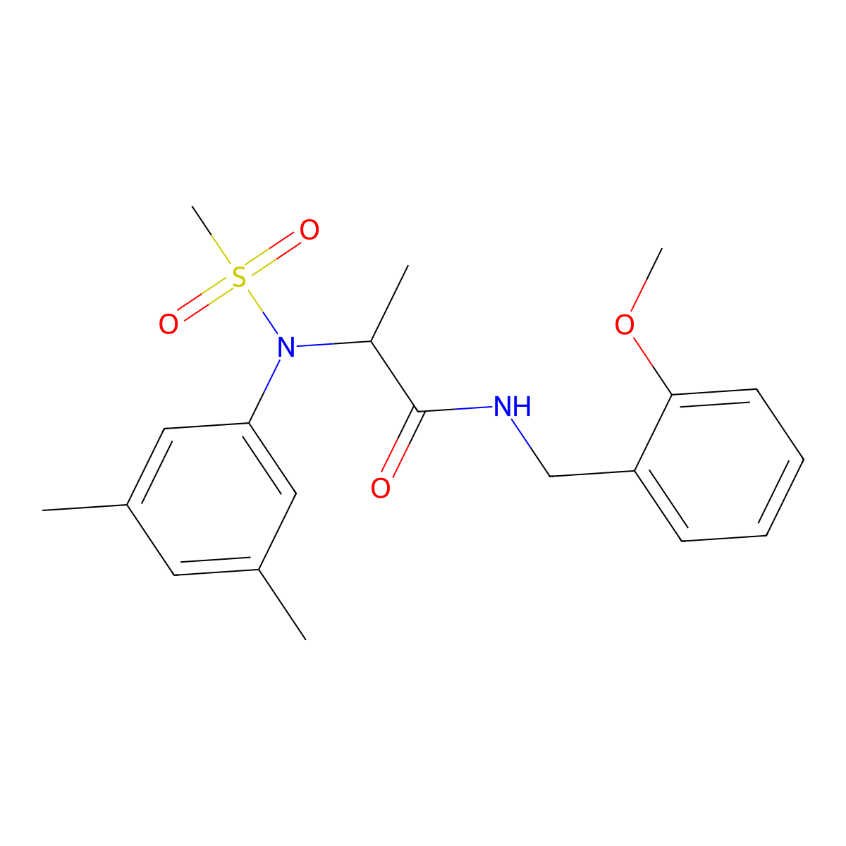 2-(3,5-dimethyl-N-methylsulfonylanilino)-N-[(2-methoxyphenyl)methyl]propanamide molecular structure, CAS 1009313-13-6