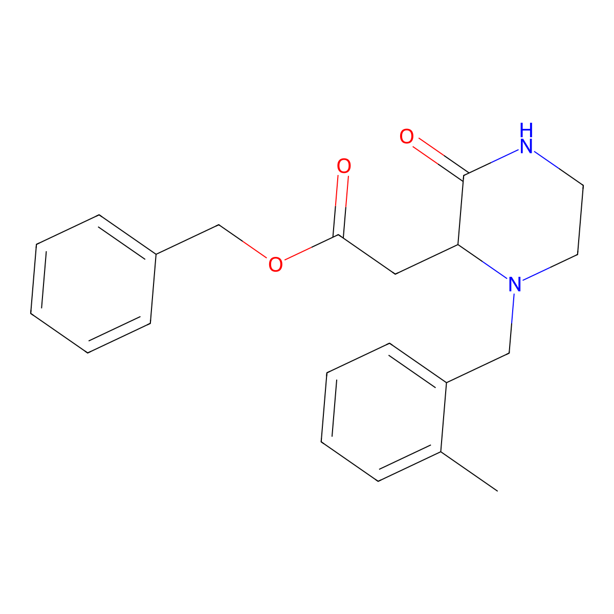 Benzyl [1-(2-methylbenzyl)-3-oxopiperazin-2-yl]acetate molecular structure, CAS 1009323-09-4