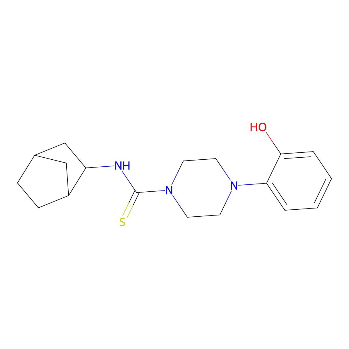 2-{4-[(Bicyclo[2.2.1]hept-2-ylamino)thioxomethyl]piperazinyl}phenol molecular structure, CAS 1009323-82-3