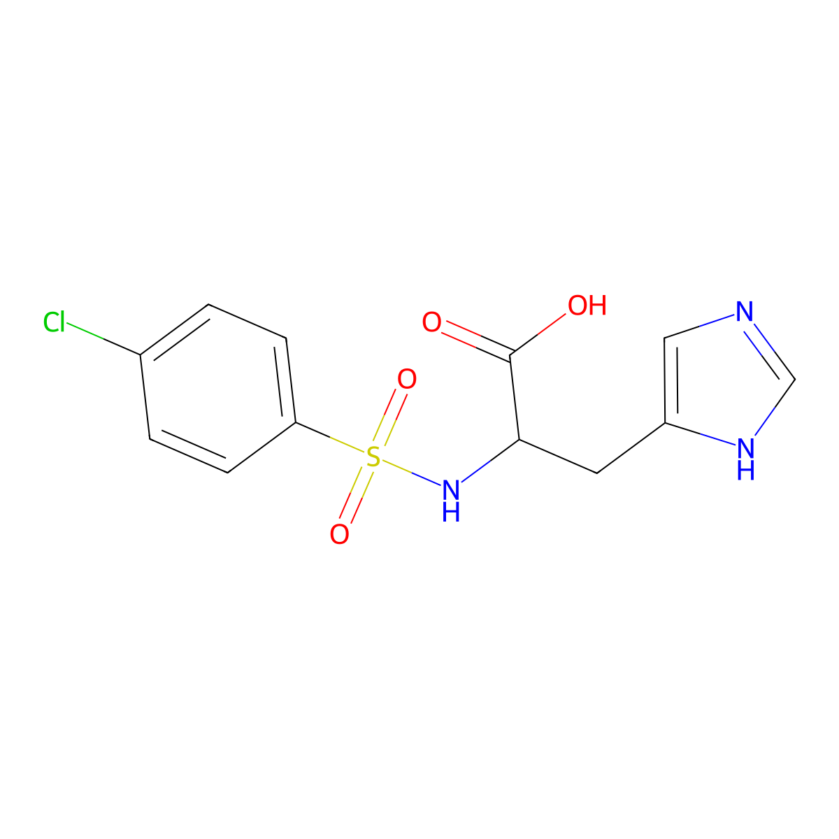 2-(4-chlorobenzenesulfonamido)-3-(1H-imidazol-4-yl)propanoic acid molecular structure, CAS 1009325-19-2